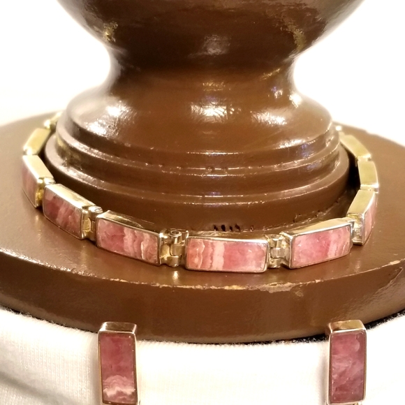 NIB Cold Water Creek Rhodochrosite Gold plated over 925 silver bracelet Chile - Picture 3 of 14